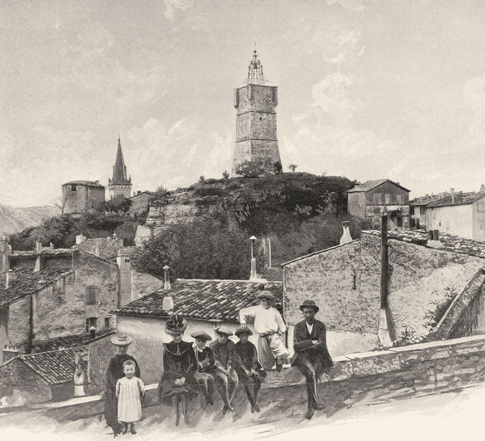 VAR. La tour de I'Horloge, à Draguignan 1903 old antique vintage print picture
